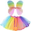 Halloween Dancewear With Rainbow Net Skirt And Single Layer Wings For Kids Party