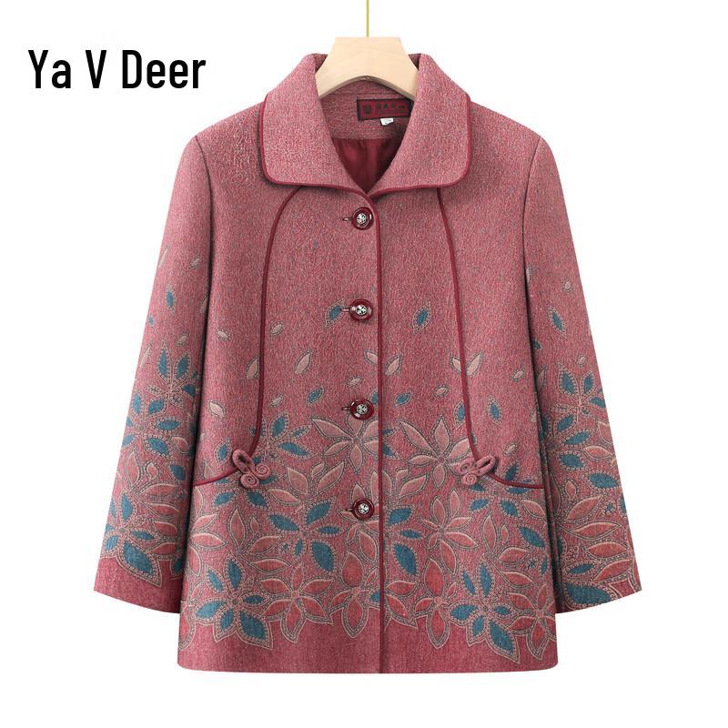 Yaloo Women s Mid-Aged & Elderly Fall Winter Lapel Cardigan Top 5XL