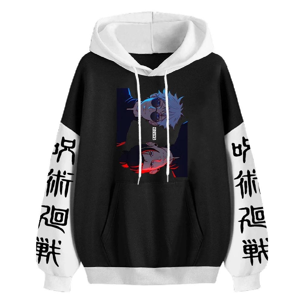 Gojo Satoru Jujutsu Kaisen Anime Hoodie Geto Suguru Printed Sweatshirt For Men Patchwork Streetwear Long Sleeve Fleece Clothing