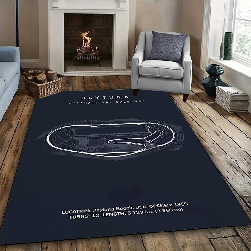 Tappeto Stampato Imola Monaco Track Circuit per Tutte le Stagioni per Stanza Divano, Tappetino Decorativo Tema Formula 1 Motorsport Tappeto per Appassionato di Corse