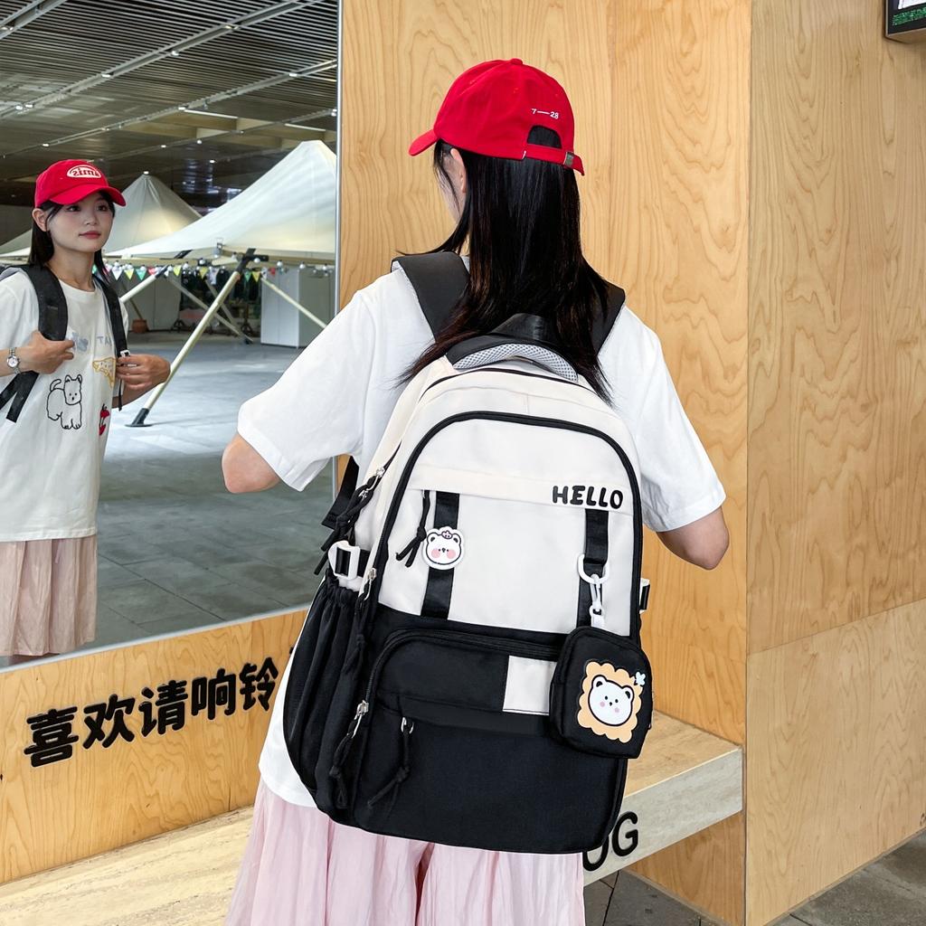 Summer new Korean version ins college style contrasting color schoolbag high value primary school students grades 3-6 multi-compartment backpack