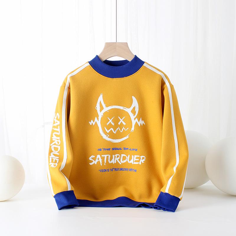 Korean Style High Collar Fleece Sweater for Kids - Warm Winter Long Sleeve for Boys