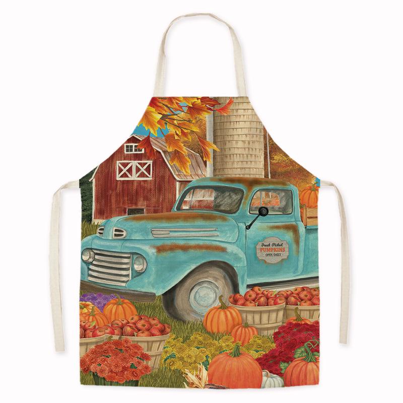 Thanksgiving Sunflower & Pumpkin Oil-Proof Kitchen Apron