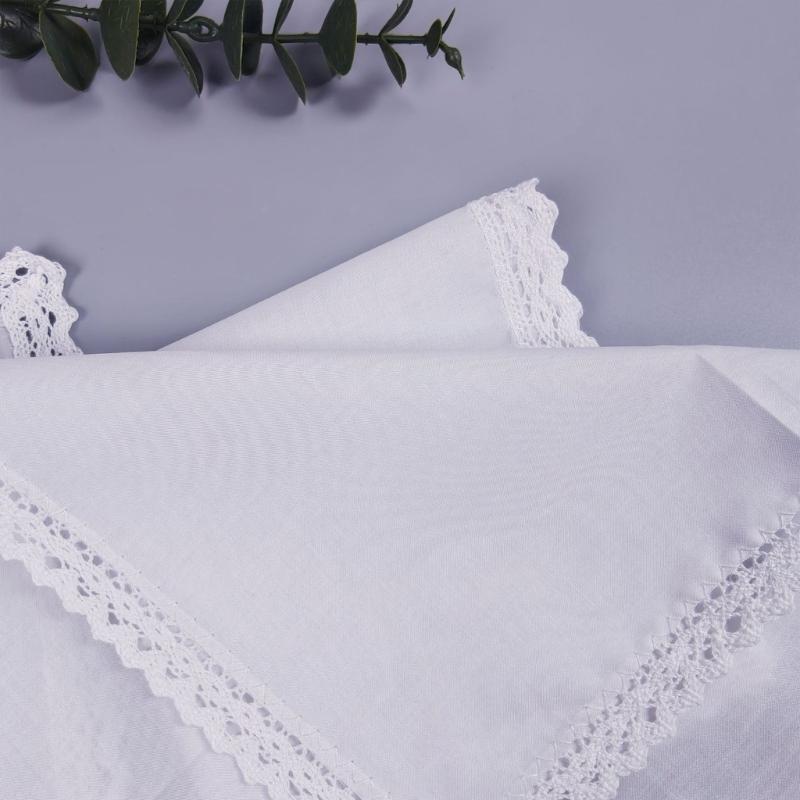 Artistic Hand Drawn Bridal Handkerchief DIY White Cotton Square Hanky Lace P9YB