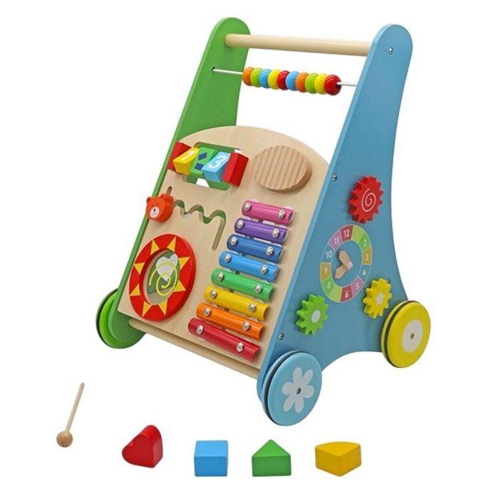 Trotteur en Bois GINGER HOME avec Activités, Xylophone et Trieur de Formes, 35,1x31,3x46 cm