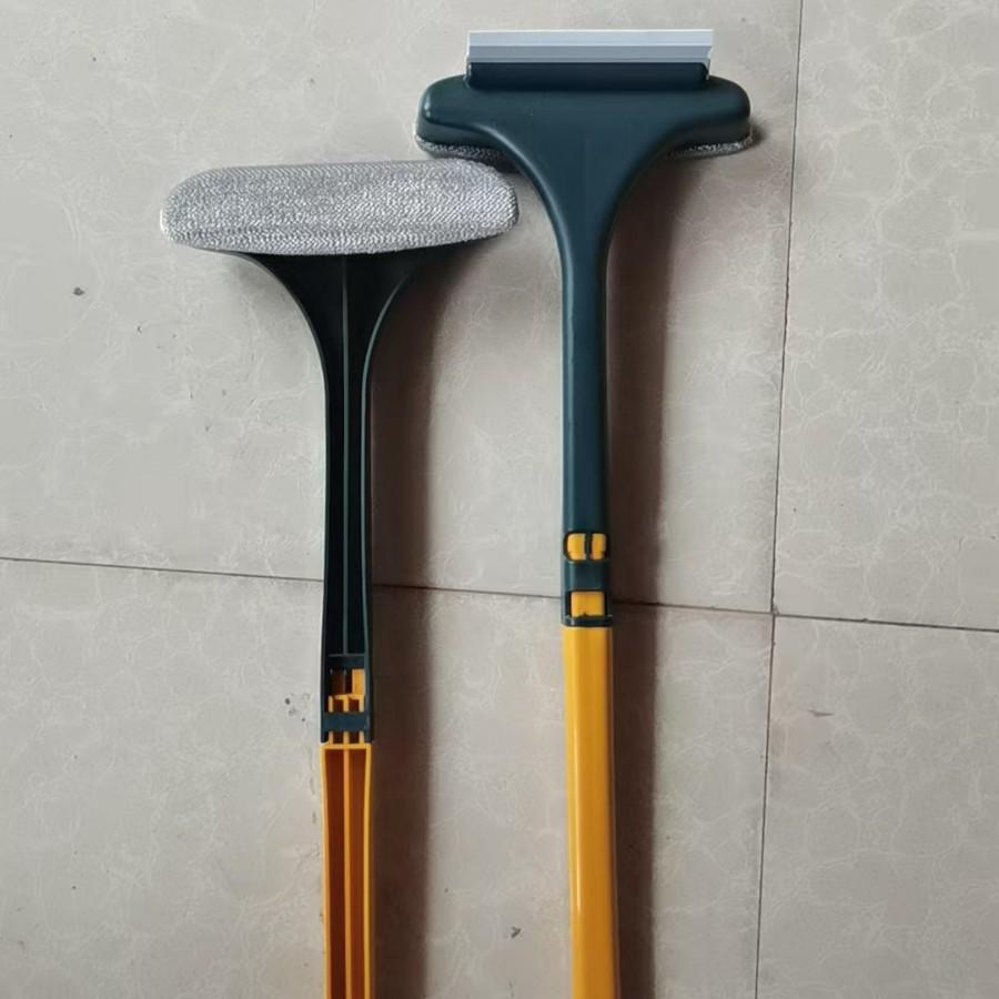 PP Dual-Use Soft Bristle Window and Glass Cleaning Tool with Double-Sided Wiper