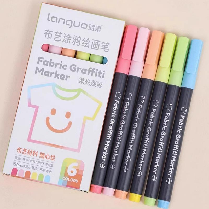6colors/Set Fabric Paint Marker Pen Clothes Textile Waterproof Diy Crafts T-Shirt Bag Shoes Permanent Art Graffiti Color Markers