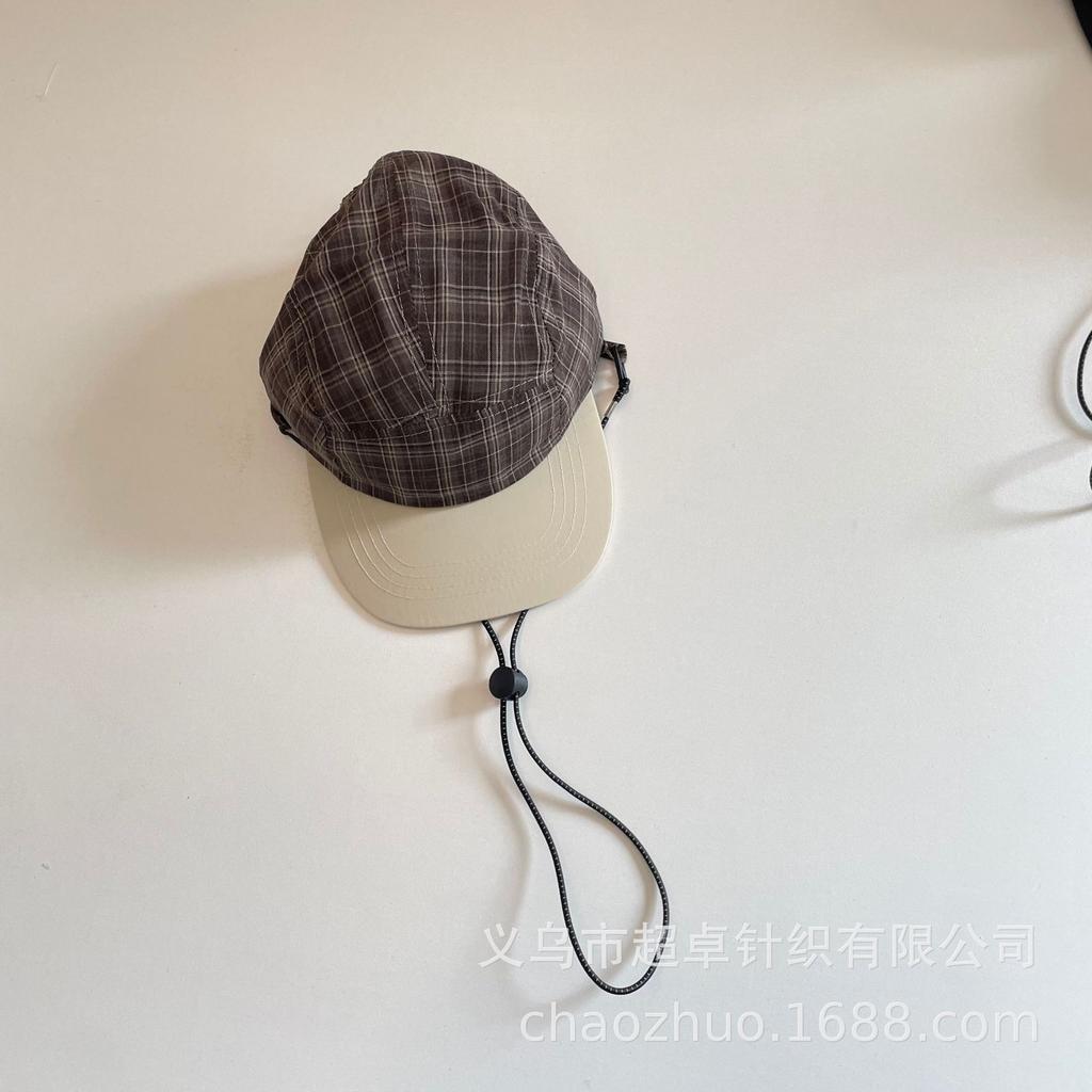 Niche Handsome Korean Trendy Hat Contrasting Color Plaid Flat Edge Cap Children'S Parent-Child Adult Hat