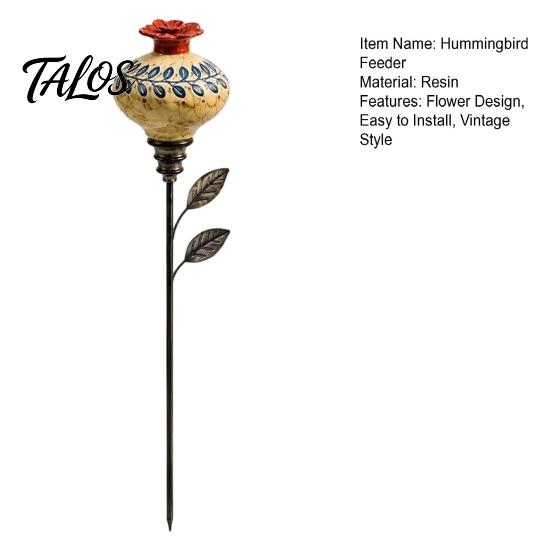 Nature Inspired Outdoor Decor Hummingbird Feeder Garden Stake, Vintage Resin Flower Decorative Feeder, Wild Hanging Bird Feeding Station Nectar