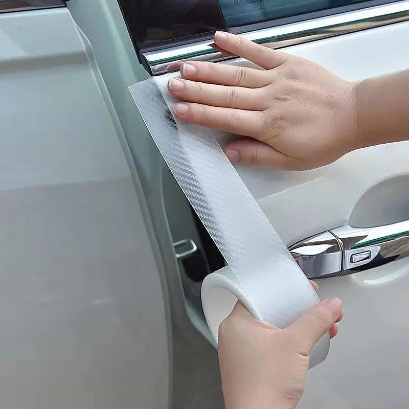 Transparent Carbon Fiber Car Threshold Portector Moulding Strip Trim Bumper Strip Door Sill Film Anti Scratch Guards Car Sticker