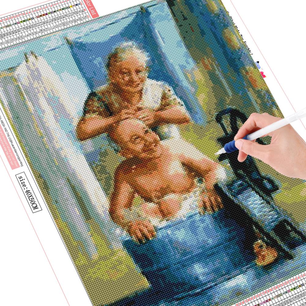 HAUCAN DIY malba diamantovou vrtačkou starý pár Ručně vyráběná mozaiková výšivka Křížkový steh Dekorace dárek