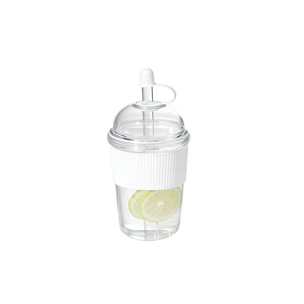 Straw Cup Large Capacity Fashion Boba Milk Tea Jelly Cup with Straw Ins Style Heat Resistant Portable Plastic Drinking Mug
