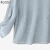 ZANZEA Women Casual O-neck 3/4 Sleeve Loose Pleated Blouse