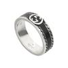 Double G Series Interlocking Double G Vintage Style Matte 925 Silver Enamel Ring Women Rings Black 645573-J8410-1064