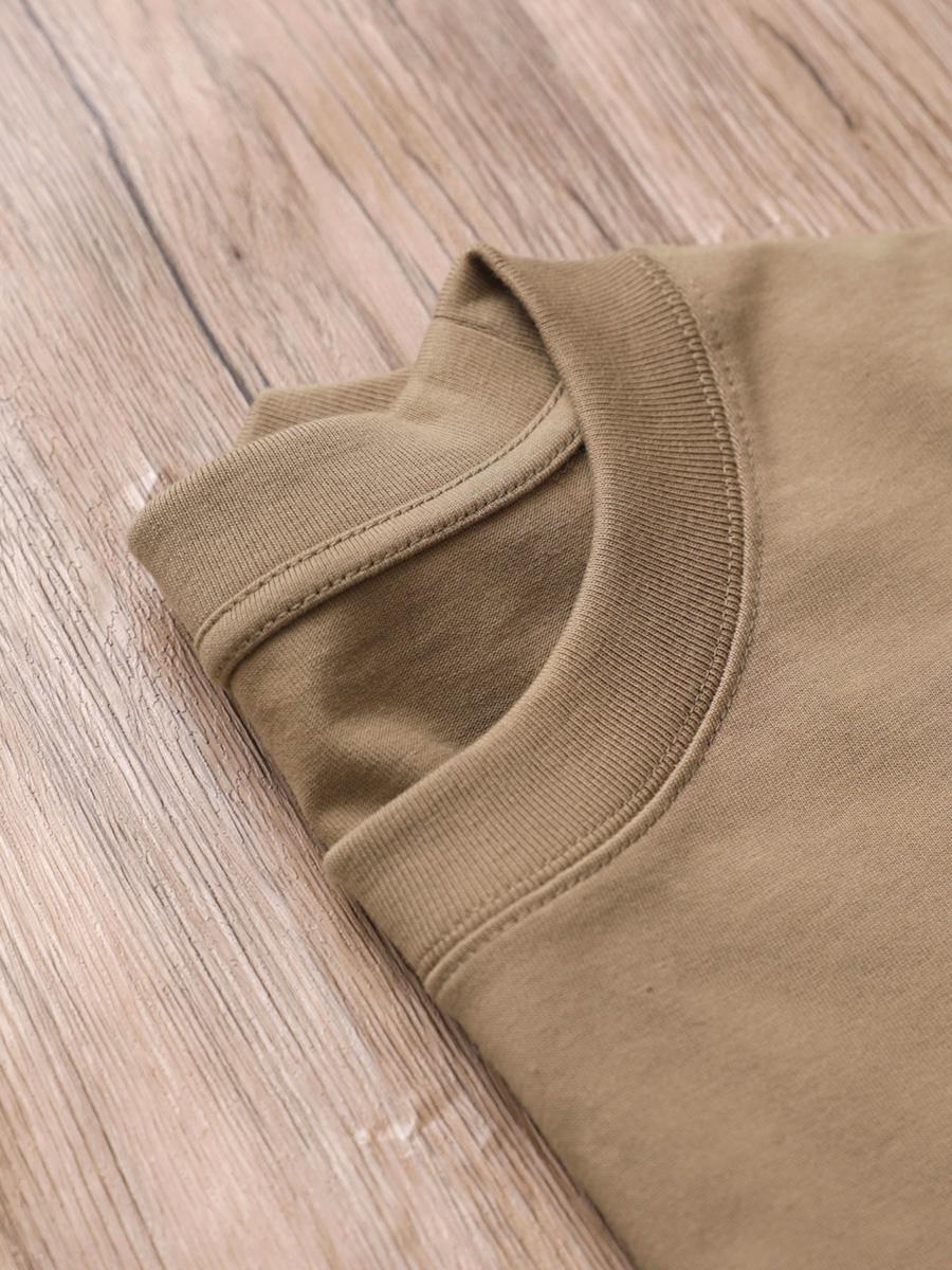 

11,29 унций, 320 граммов, плотная хлопковая свободная мужская футболка большого размера, однотонная летняя футболка с заниженными плечами и короткими рукавами XXL пшеничный