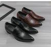 Herren Spitz zulaufende Leder High Heel Loafer, Große Größen, Britischer Stil für Formelle & Lässige Kleidung