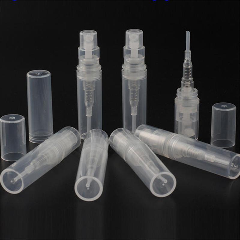 Wholesale 5/10/50/200/400pcs 2ML Portable Clear Plastic Spray Bottle Perfume Bottle Atomizer Sample Test Tube Thin PET Vials