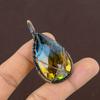 Natural Bi Color Tourmaline Gemstone Copper Wire Wrap Jewely Pendant 2.4" F7L57