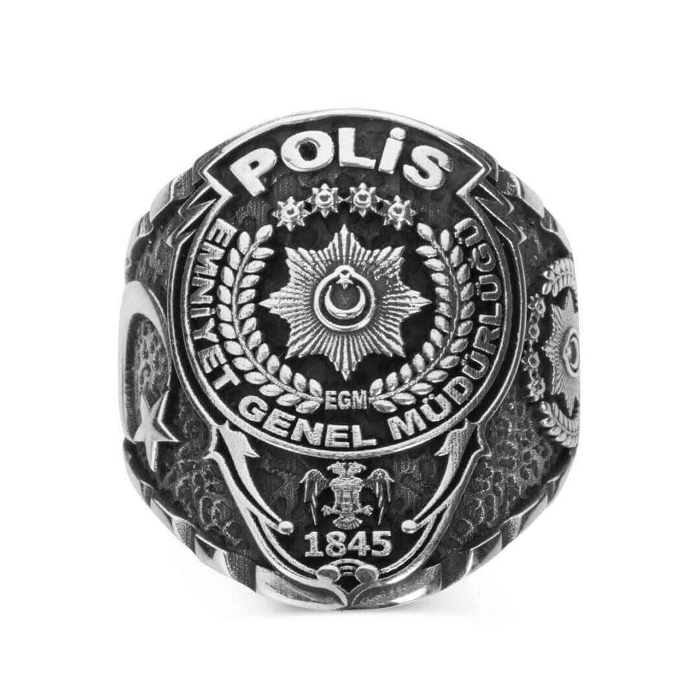 

Полицейское кольцо из стерлингового серебра 925 пробы