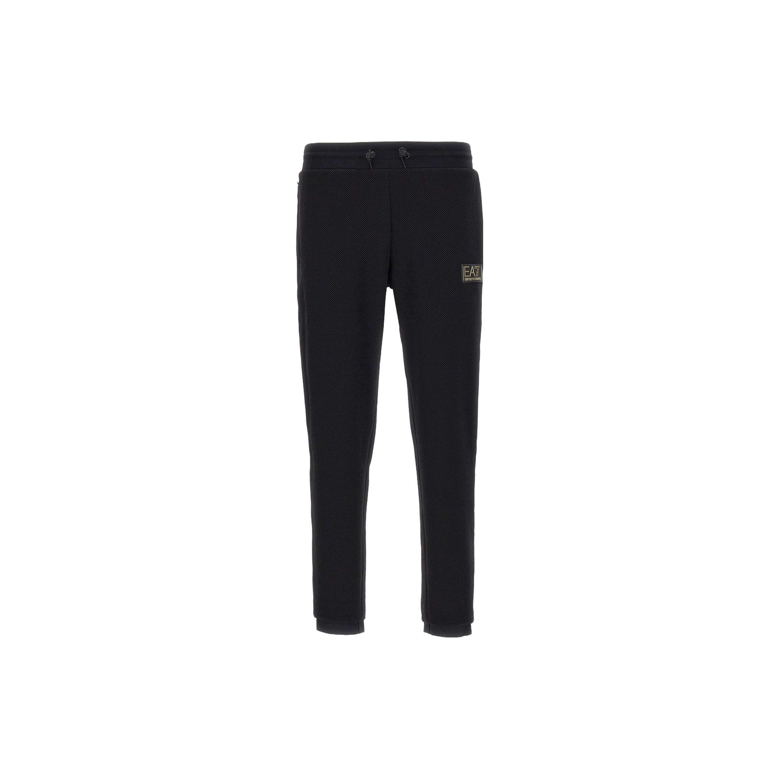 Emporio Armani EA7 Series Letter Patch Drawstring Cuffed Casual Pants Men bottoms Black 6RPP70-PJG1Z-1200 XXXL