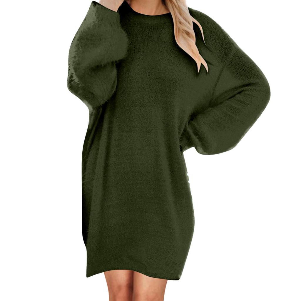 Women Winter Sweater Knit Crewneck Warm Long Sleeve Casual Sweatshirts Dress