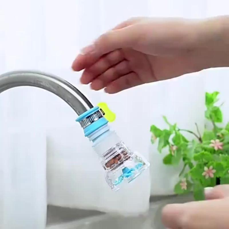 360° drehbarer Wasserhahnfilter-Verlängerer mit Reiniger - Klarer Kunststoff, kein Strom erforderlich - Wasser sparendes Zubehör für die Küchenspüle