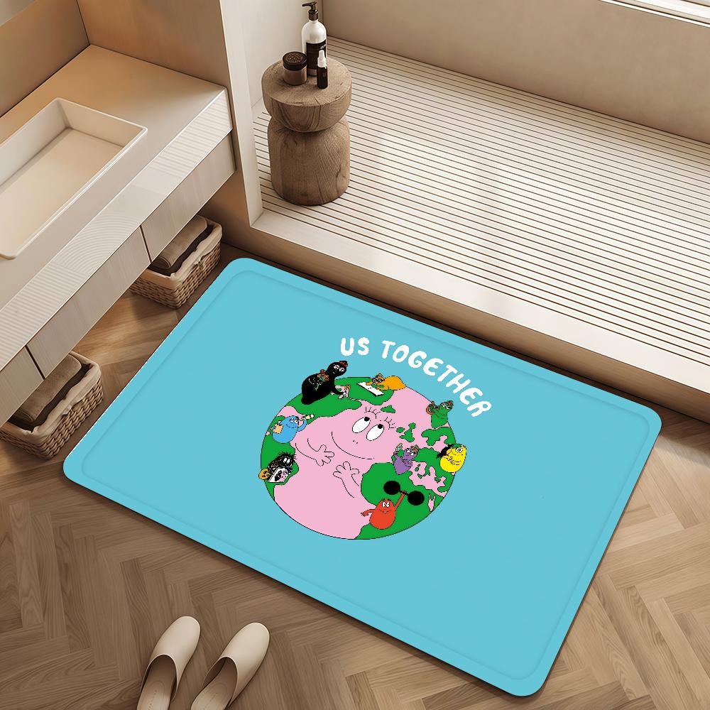 Door Mat Bedside Entrance Bath Floor B-Barbapapa Decoration Corridor Cartoon Door Mat Carpet Living Room Cute Balcony
