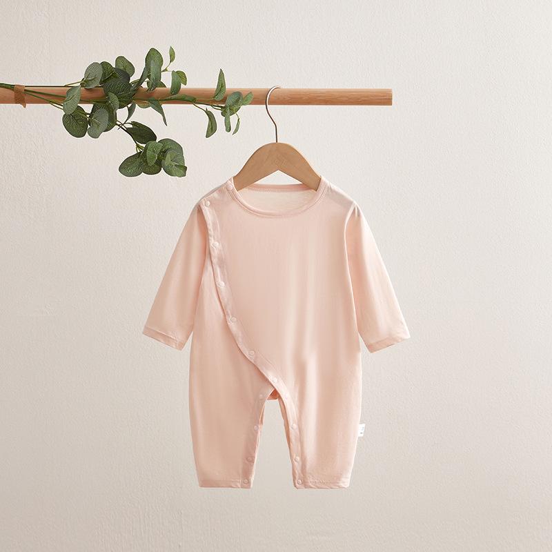 Spring & Autumn Baby Jumpsuit: Double Layer Belly Protection, Ultra-Thin Ice Silk Crawling Bodysuit, Boneless Close-Fitting Pajamas