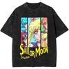 Sailors Moons Vintage Washed T Shirt  Women 100% Cotton Casual T-Shirt O Neck Anime Tees Short Sleeve Clothes Plus Size
