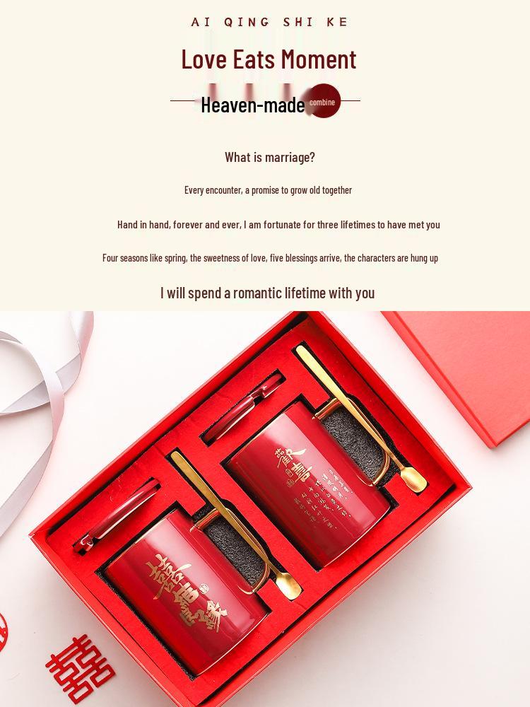 Elegant Newlywed Ceramic Mug Set - Luxurious Gift Boxed Pair