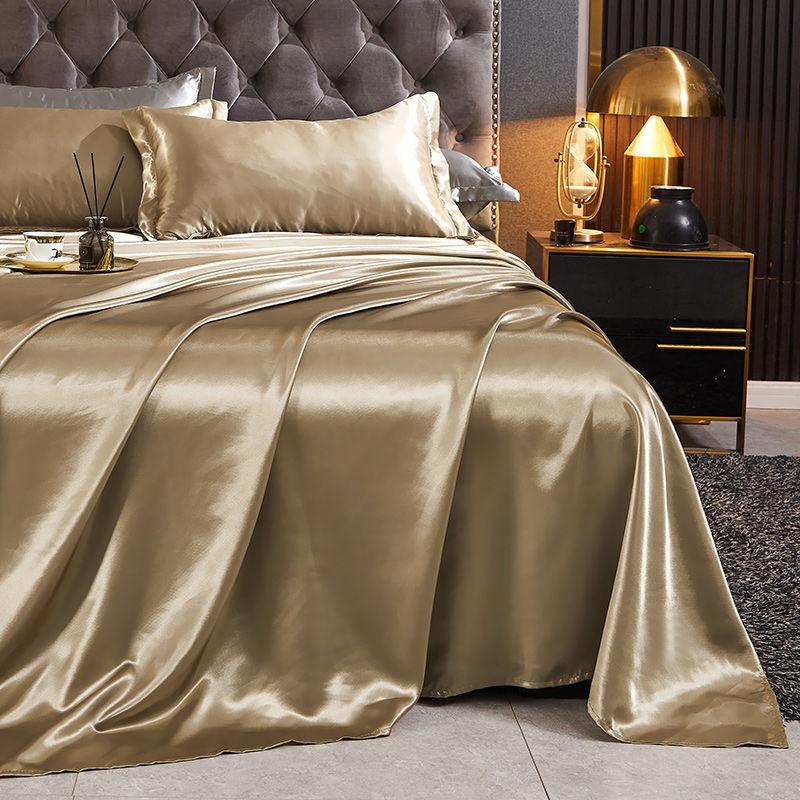 Flat Sheets Ice Silk Solid Skin-friendly Rayon Satin Modern Bedsheets Protective Universal Breathable Household Dormitory Bed