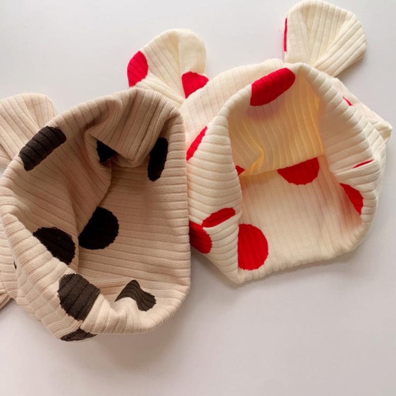 Cute Dot Print Newborn Beanies Hat Cartoon Ears Elastic Infant Spring Autumn Warm Cap Baby Pullover Head Protection Hats
