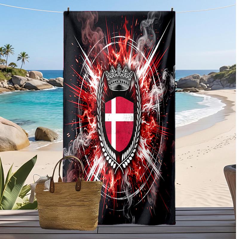 Denmark Football Print Beach Towel Quick Dry Super Absorbent Soft Bath Towel for Swimming Beach Travel Fan Souvenir Gift