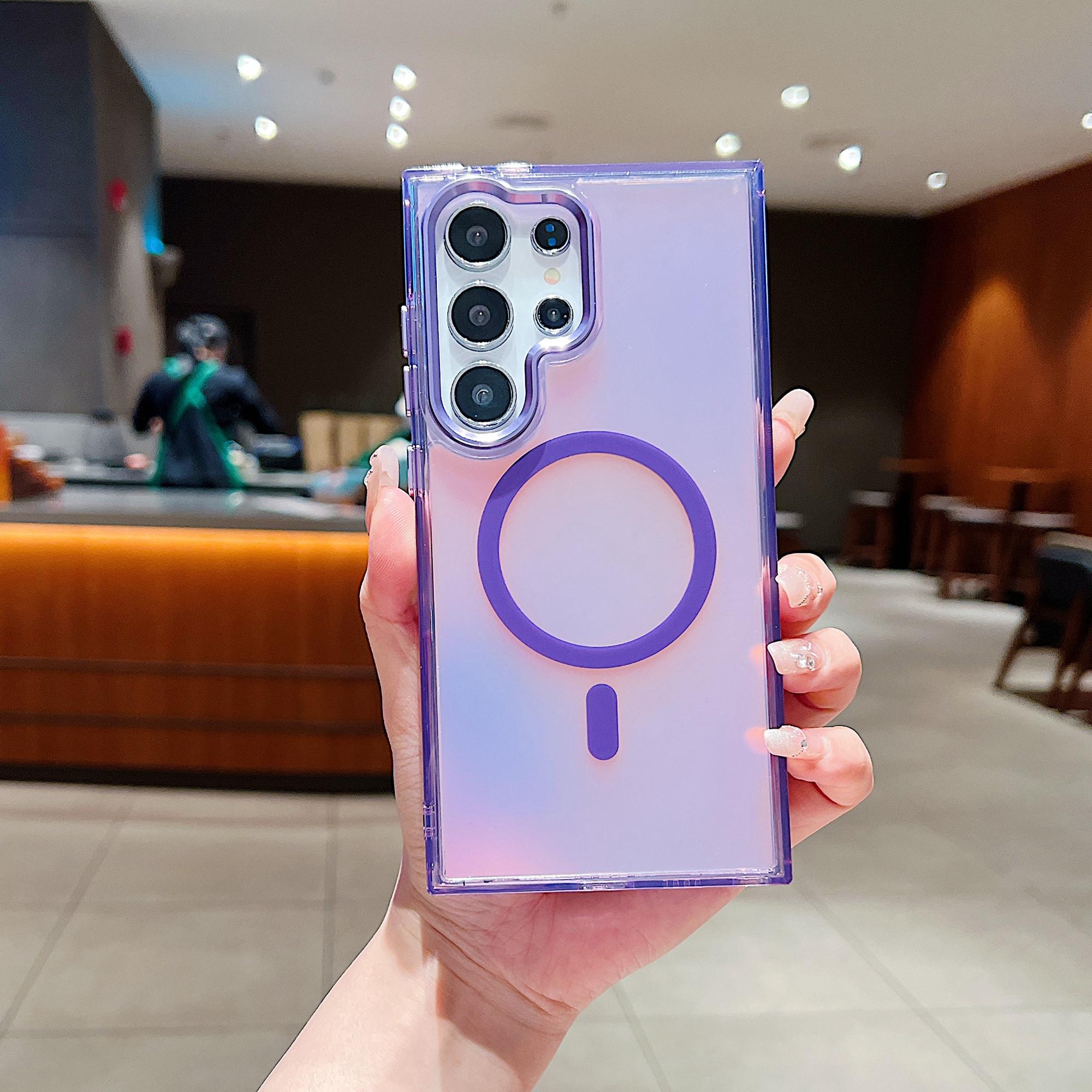 

For Samsung Galaxy S24 Ultra Case Compatible with MagSafe Color Changing TPU Phone Back Cover Purple