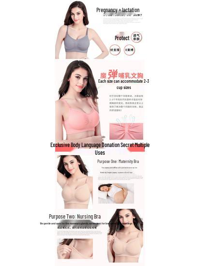 Adjustable Wire-Free Nursing Bra with Front-Open Design and Breast Pads for Pregnant & Breastfeeding Women