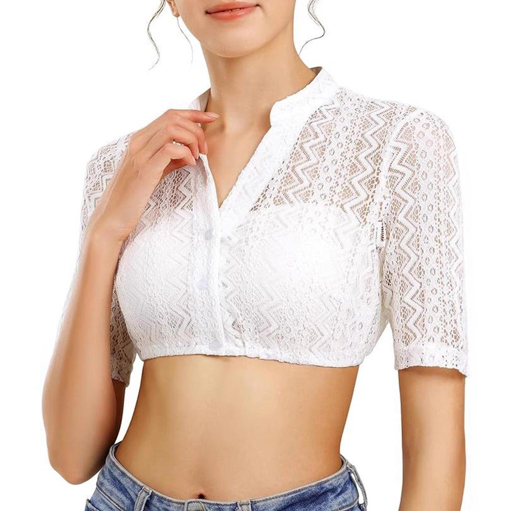 Women's Beer Festival Regular Bottoming Lace Stitching Small Shirt Top