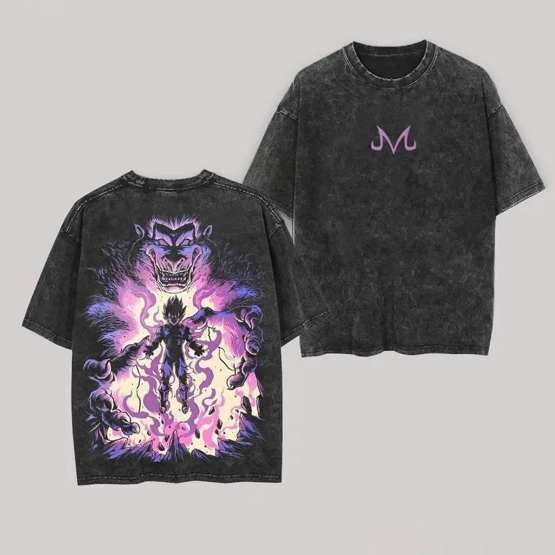 Anime Dragon Ball Cosplay Gewaschenes T-Shirt Bejīta Yonsei Print Baumwolle Kurzarm Locker Groß Lässig Sport Fitness T-Shirt Herren Harajuku Kleidung