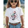 T-shirt da ragazza con stampa Note Musicali Cielo Stellato Taglie Europee – Top alla moda con scollo rotondo traspirante, Versatile per l'uso quotidiano casual, Sport