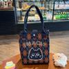 Large Capacity Knitted Bucket Handbag Lightweight Handheld Bag Cartoon Tote Bag  Casual Use