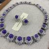 Medieval Vintage Heavy Industry Exquisite Long Sweeping Shoulder Purple Gemstone Diamond Earrings High-End Stud Earrings Luxury Necklace