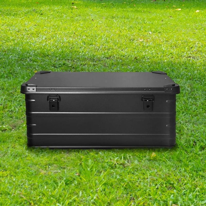 30L 50L 80L Aluminum Alloy Travel Storage Box Black Storage Box for Camping Household Car Picnic Travel Camping Outdoor Storage