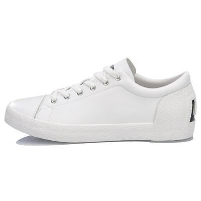 Li Ning Synthetic Leather Fashion Wear Resistant And Lightweight Low Top Skateboard Shoes Men's White AGCP055-2