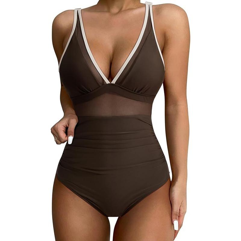 New high-waisted one-piece swimsuit women s tight-fitting sexy hollow swimsuit S