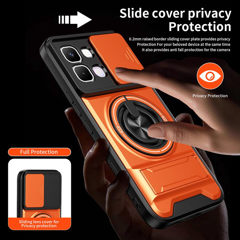 KEYSION Magnetic Phone Case for Infinix Note Edge 5G Slide Camera Protection Upright Kickstand 360° Ring Shockproof Back Cover