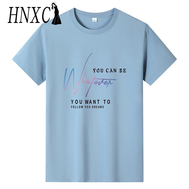 HNXC Puuvillane lühikeste varrukatega T-särk Meeste moodne vaba poolvarrukatega särk trükitud kaastundesärk