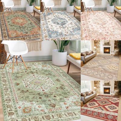 Perzisch Design Print Tapijt Boheems Thema Patroon Anti-Slip Tapijt voor Woonkamer Slaapkamer Kleden, Bankmatten, Studeerkamer, Huisdecoratie