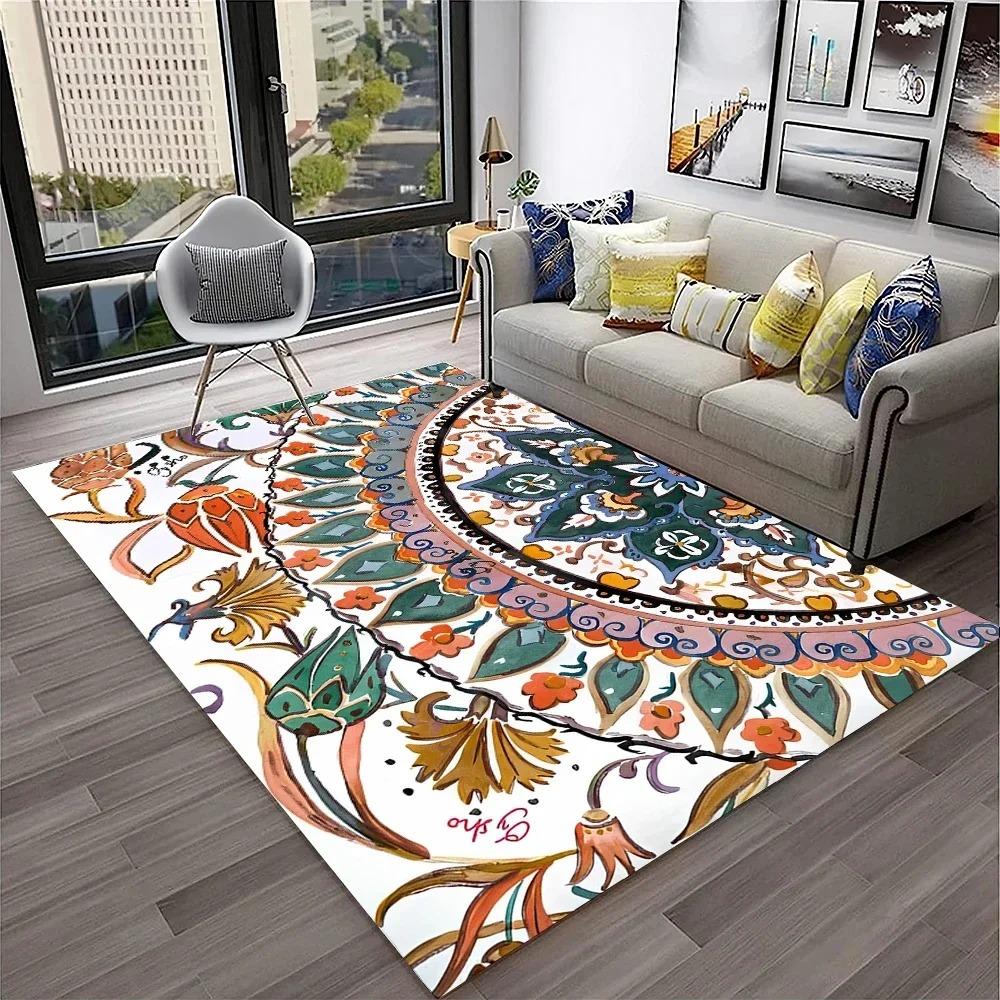 Bohemian Mandala Floral Floor Mat Various Styles with Intricate Mandala and Colorful Scrollwork Non Slip Door Mat for Home Decor