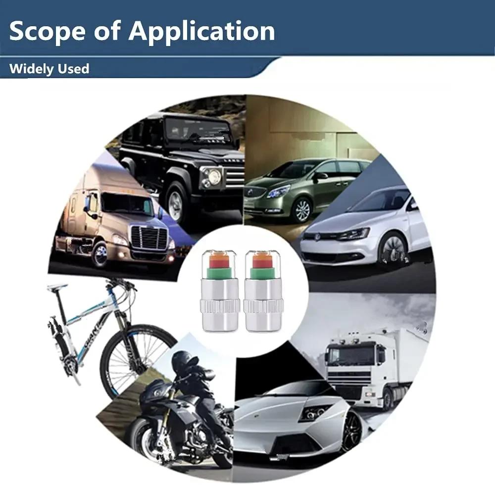 4PCS Motorcycle Car Tire Pressure Monitor Valve Cap Sensor Indicator Eye Alert Auto Tire Pressure Inspection Tool Tire Valve