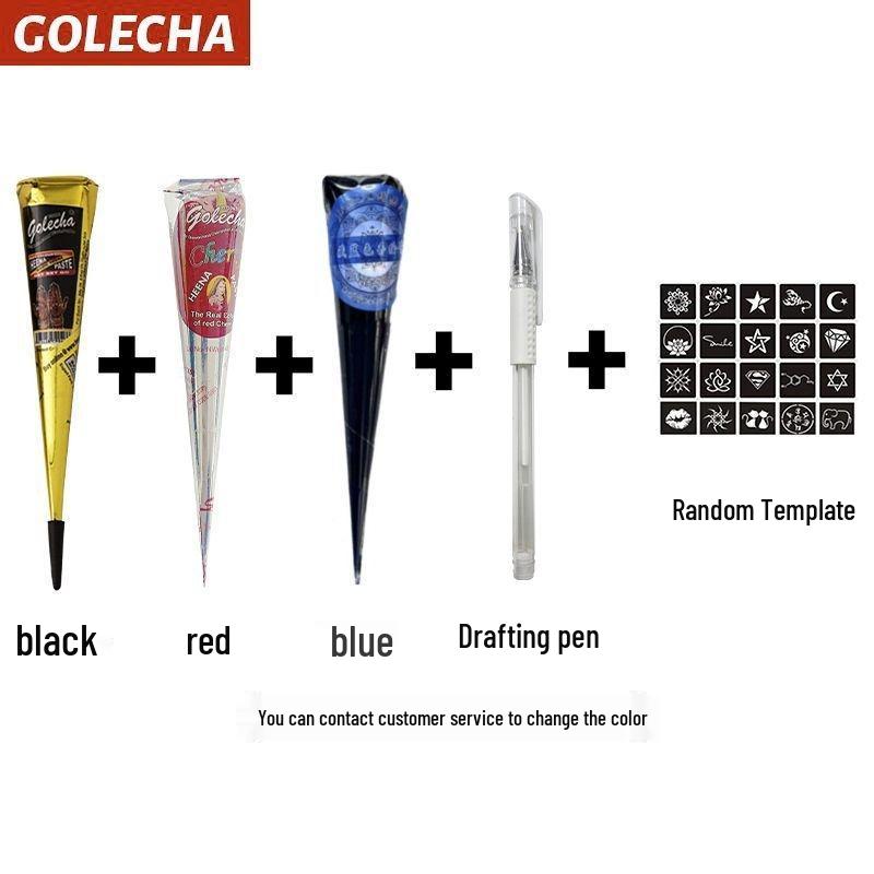 GOLECHA Semi-Permanent Waterproof Henna Tattoo Paste for Freckles and Stencils - Indian Hand-Painted Style