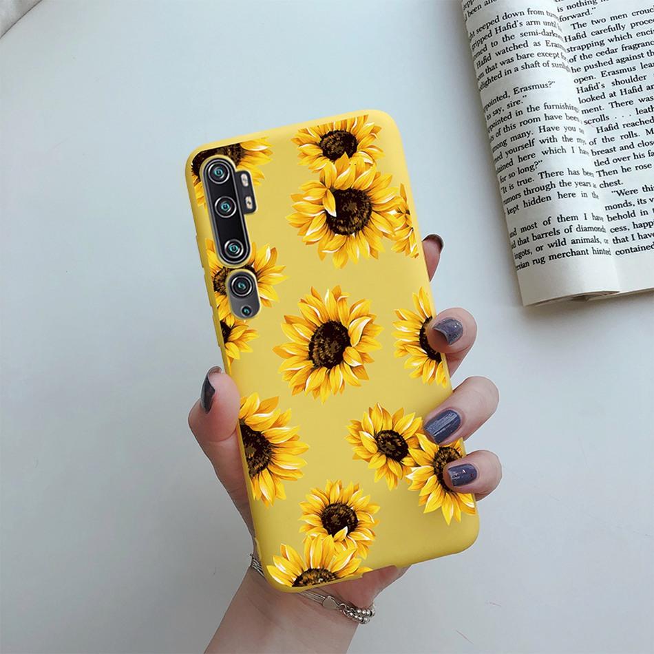 Love Heart Sunflower Case for Xiaomi Mi Note 10 Pro Case Bumper Silicone Back Cover for Xiomi Xiaomi Mi Note 10 Note10 Pro Case